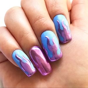 🔥 flame handmade press on nails